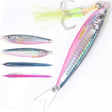 Eagenset Gerçekçi Lazer Hologram Metal Balık, Jig, Yapay Yem 20 gr 6.5 cm Mavi Sırt, Uv Neon Pembe Karın