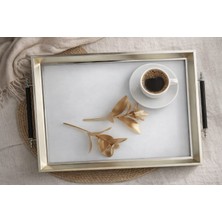 Airobazar Lüks Dekoratif Sunum Tepsisi 43X30 Cm, Siyah Kulplu Servis Tepsisi