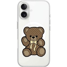 Adasena iPhone 15 Plus Kablosuz Magsafe Şarj Özellikli Şeffaf Baskılı Desenli iPhone 15 Plus Kılıf - Lou-Teddy