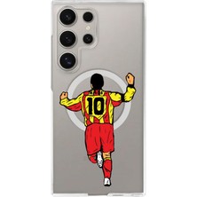 Adasena Samsung Galaxy S23 Ultra 6.8" Kılıf Kablosuz Magsafe Şarj Özellikli Şeffaf Baskılı Desenli Kılıf - Hagi