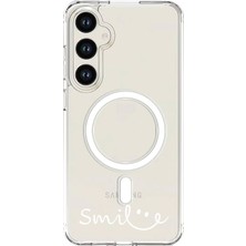 Adasena Samsung Galaxy S24-FE Uyumlu Magsafe Şarj Özellikli Şeffaf Baskılı Desenli Kılıf - Smile