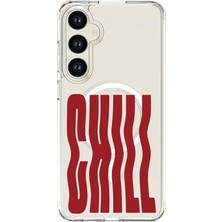 Adasena Samsung Galaxy S25-FE Uyumlu Magsafe Şarj Özellikli Şeffaf Baskılı Desenli Kılıf - Chill