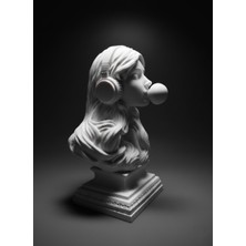 Ağzında Sakız Patlatan Kız Büstü 15 cm | Bembeyaz Pla Dekor | Modern & Şık Masaüstü Biblo 🌿