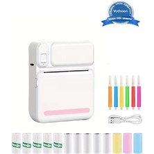 Mini Taşınabilir Yazıcı 13 Rulo Kağıtlı Mürekkepsiz Etiket Yazıcısı Modeli ile 10 Sayfa Kapasite