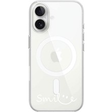 Adasena iPhone 15 Plus Kablosuz Magsafe Şarj Özellikli Şeffaf Baskılı Desenli iPhone 15 Plus Kılıf - Smile