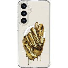 Adasena Samsung Galaxy S23-FE Uyumlu Magsafe Şarj Özellikli Şeffaf Baskılı Desenli Kılıf - El Hareketi