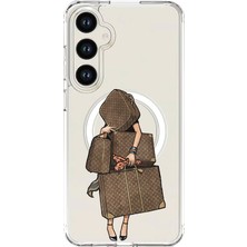 Adasena Samsung Galaxy S24-FE Uyumlu Magsafe Şarj Özellikli Şeffaf Baskılı Desenli Kılıf - Moda Delisi