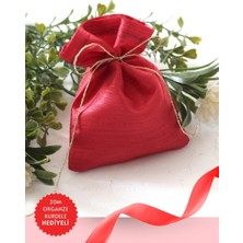 Bimotif 100 Adet Osmanlı Ipeği Kına, Söz, Nişan Hediye Kesesi, 10X15 cm Kırmızı (20M Organze Kurdele Hediye)