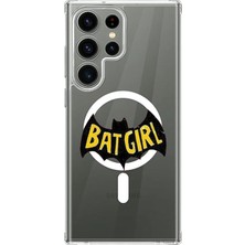 Adasena Samsung Galaxy S22 Ultra Uyumlu Kılıf Kablosuz Magsafe Şarj Özellikli Şeffaf Baskılı Desenli Kılıf - Bat Woman