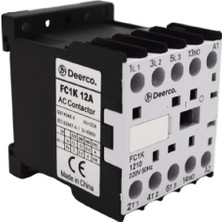 Deerco FC1K 12A Mini Güç Kontaktörü - 220V 50Hz (3 Kutuplu + 1 No Yardımcı Kontak)