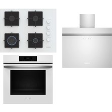 Siemens Siyah Ankastre Set HJ852GYB0T Kendini Temizleyen Fırın EO7C6PP30O 67 cm Ocak LC65FCJ60T 60 cm Düz Davlumbaz