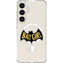 Adasena Samsung Galaxy A56 Uyumlu Magsafe Şarj Özellikli Şeffaf Baskılı Desenli Kılıf - Bat Woman