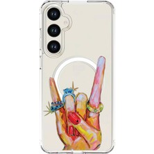 Adasena Samsung Galaxy S24-FE Uyumlu Magsafe Şarj Özellikli Şeffaf Baskılı Desenli Kılıf - Zafer