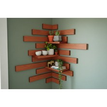 Dekoratif Ahşap Köşe Raf Ünitesi | 3 Adet Raf + 20 Parça Duvar Çıtası | Doğal Çam - Açık Meşe Renk