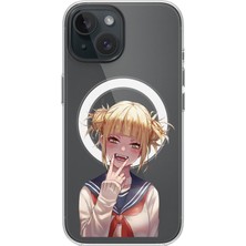 Adasena iPhone 15 Kapak Magsafe Şarj Özellikli Şeffaf Baskılı Desenli Kılıf - Anime Toga
