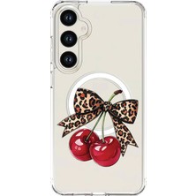 Adasena Samsung Galaxy A26 Uyumlu Magsafe Şarj Özellikli Şeffaf Baskılı Desenli Kılıf - Kiraz