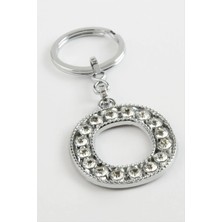 Gümüş Renkli Taşlı Harf Anahtarlık Nemere