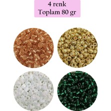 Dökme Cam Kum Boncuk (8/0) 3 mm - 4 Renk - Toplam 80 Gram - BNC416 Nemere