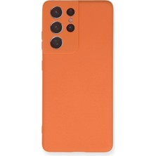  Samsung Galaxy S21 Ultra Kılıf Nano Içi Kadife Silikon - Turuncu Nemere
