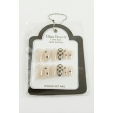 Desenli Mina Beauty Kedi Gözü Takma Tırnak Nemere