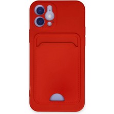  iPhone 12 Kılıf Kelvin Kartvizitli Silikon - Kırmızı Nemere