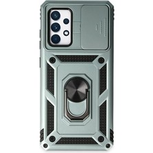  Samsung Galaxy A52 Kılıf Pars Lens Yüzüklü Silikon - Yeşil Nemere