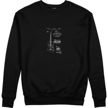 The Lucid Lab Fender Stratocaster Gitar Sweatshirt - Siyah