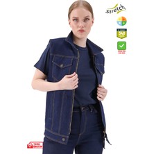 Frekans İş Güvenliği Safesawa Texas Likralı Unisex Kot Yelek Mavi 2152