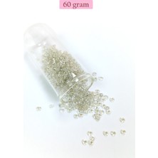 Dökme Cam Kum Boncuk (8/0) 3 mm - 60 Gram - Şeffaf Beyaz - BNC197 Nemere