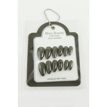 Desenli Mina Beauty Kedi Gözü Takma Tırnak Nemere