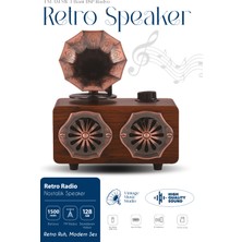 Kensa Nostaljik Retro Tasarım Gramofon Görünümlü Müzik Çalar 1500 Mah Fm/usb/tf Kart Desteği