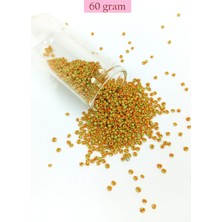Dökme Cam Kum Boncuk (11/0) 2 mm - 60 Gram -  Sarı Turuncu - BNC066 Nemere