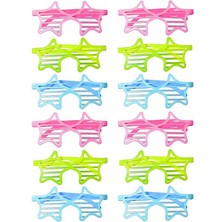 Retro Neon Fosforlu Yıldız Panjur Gözlük 12 Adet – 80’ler 90’lar Parti Stili Nemere