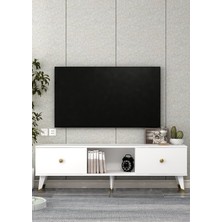 Cantek Dizayn TV1383-1383-TV150-1 Tv Sehpası Beyaz-Altın