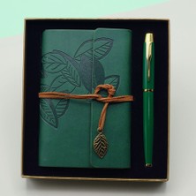 Yeşil Renk Defter Kalem Kutulu Set Nemere