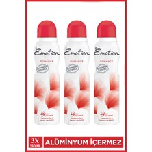 3 Adet Emotion Romance Kadın Vegan Deodorant 150 ml Hızlı Kurur, Leke Bırakmaz Nemere