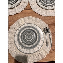 Nurgita Home Natürel Ham Keten Fisto Fırfırlı Amerikan Servisi Supla Takımı 6 Lı