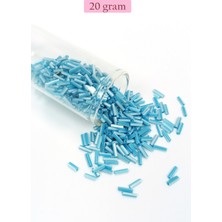 Uzun Boru Kesme Boncuk Çap 2mm Uzunluk 10 mm - 20 Gram - Açık Mavi Beyaz - BNC240 Nemere