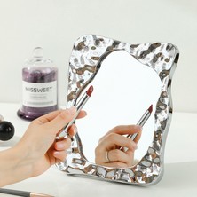 Gaman Dalgalı Krom Çerçeveli Dekoratif Makyaj Aynası - Şık & Modern Duvara Asılabilen/masa Üstü Ayna