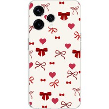 TechTree Oppo  Reno 15 - Reno 15F Uyumlu Bordo Kalp ve Fiyonklar Baskılı Silikon Kılıf