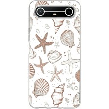 TechTree Tecno Spark Slim 5g Uyumlu Kahverengi Deniz Yıldızı ve Kabuklu Baskılı Silikon Kılıf