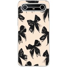 TechTree Tecno Spark Slim 5g Uyumlu Siyah Fiyonk Kurdele Baskılı Silikon Kılıf