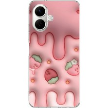 TechTree Tecno Spark Go 2 Uyumlu Çilekli Pasta Baskılı Silikon Kılıf