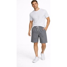 Erkek Pötikareli Şort – Beli Lastikli Bağcıklı, Cepli, Rahat Kesim Günlük Yazlık Şort - Füme