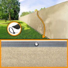 Morilu %95LIK Krem Çit Filesi - Şeritli Halkalı - Tüm Ölçülerle Montaja Hazır Bahçe Çit Örtüsü