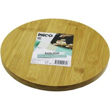 Nemere Yuvarlak=24.5cm Ayaklı= 4cm Düz Yüzey Ahşap Bambu Sunum Tepsisi - Mini Sofra (4887)