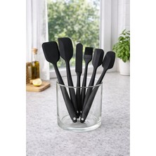 Siyah Silikon Spatula Seti Isıya Dayanıklı Mutfak Gereçleri 6 Parça