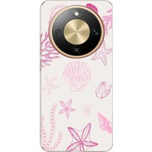TechTree Honor Magic 8 Lite Uyumlu Pembe Deniz Yıldızı ve Kabuk Baskılı Silikon Kılıf