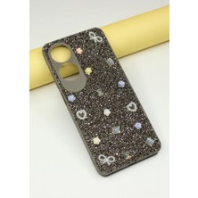 FoxPower Oppo A60 Kılıf Taşlı Gül Desenli Silikon Kılıf