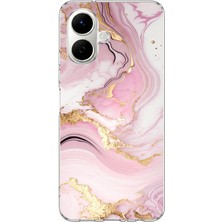 TechTree Infinix Smart 10 Uyumlu Pembe Mermer Baskılı Silikon Kılıf